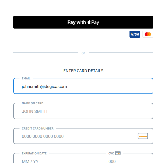 Apple Pay and Credit Card on single page