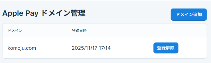 登録済みドメインの一覧