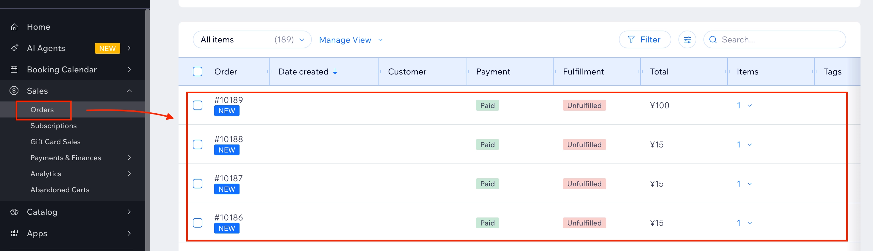 In your Wix dashboard, navigate to Orders and confirm the order has been updated. Wix syncs automatically once KOMOJU marks a transaction as paid.
